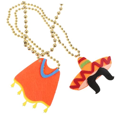 TOYANDONA 2 Stück Mexikanische Cartoon Anhänger Halskette Teiliges Cinco De Mayo Party Schmuck Weiche Filz Poncho Hut Design Karneval Accessoire für Frauen und Festveranstaltungen von TOYANDONA