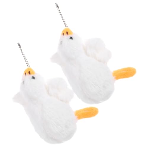 TOYANDONA 2 Stück Plüsch Gans Schlüsselanhänger Weiche Kuscheltier Anhänger Niedliche Tasche und Rucksack Dekoration Langlebig Groß für Weihnachten und Alltag von TOYANDONA