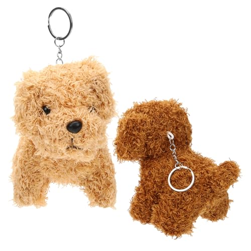 TOYANDONA 2 Stück Plüsch Hundeanhänger Kuscheliges Weiches Stofftier für Realistische Hundedekoration Braun als Taschenanhänger und Geschenk zu Geburtstag oder Weihnachten von TOYANDONA