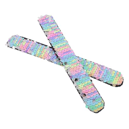 TOYANDONA 2 Stück Schnapparmbänder mit Pailletten Bunte Disco Armbänder für Mädchen und Jungen Glitzernde Party Mitgebsel für Kindergeburtstag und Jahre Motto von TOYANDONA