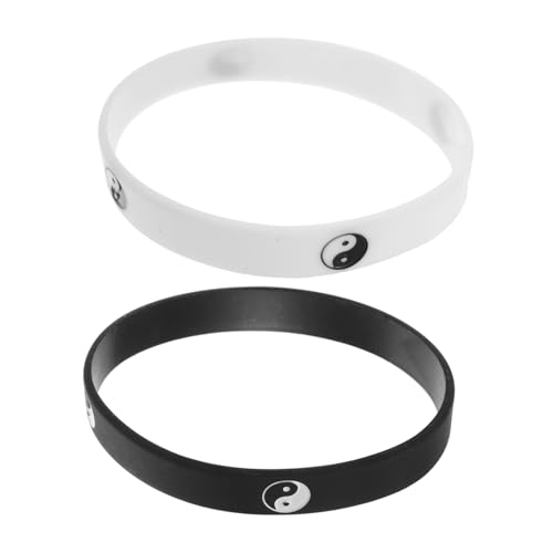 TOYANDONA 2 Stück Tai Chi Silikonarmbänder Verstellbare und Partnerarmbänder Weichem Hautfreundlichem Material für Damen und Herren Street Dance und Stil Weiß und Schwarz von TOYANDONA