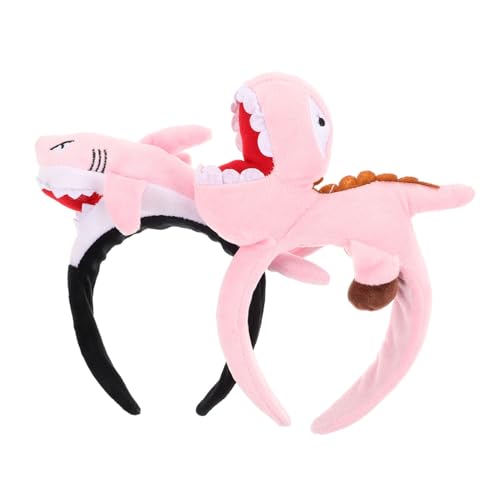 TOYANDONA 2 Stück Teiliges Kuscheliger Dinosaurier Haarreif für Erwachsene Weiche Atmungsaktive Tierkopf Bänder für Zoo Partys Cosplay Familienfeiern und Festivalspaß von TOYANDONA