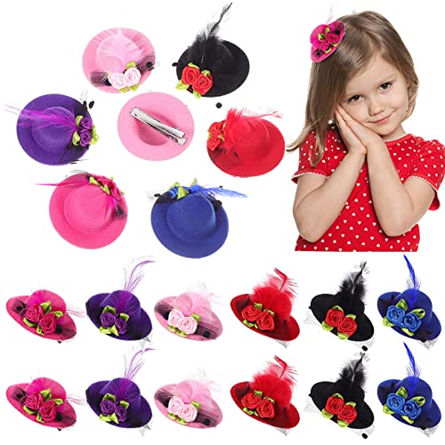 TOYANDONA 24 Stück Tea-Party-Hüte Für Kleine Mädchen Mini-Zylinder-Fascinator Dekorativ Mit Blumen Künstlicher Netzschleife Haarspange Haarnadel Für Kinder Kleinkinder Mädchen Kostümzubehör von TOYANDONA