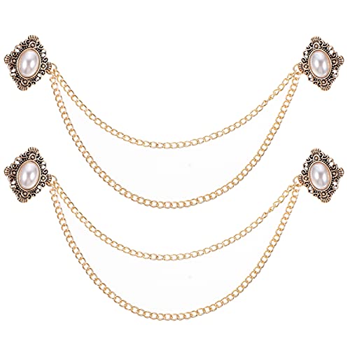TOYANDONA 2Pcs Kette Brosche Herren Edelstein Brosche Revers Pin Abzeichen Hängen Ketten Kragen Broschen Pin für Karriere Anzug Smoking Shirts Krawatte Hut Schal von TOYANDONA