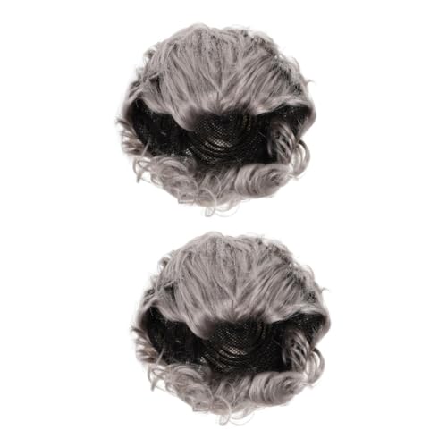 TOYANDONA 2stücke Old Lady Cosplay Perücke Für Damen Weiße Kurzhaar-wig Für Kostümpartys Halloween Und Bühnenauftritte Leicht Und Bequem Für Lange Tragezeiten von TOYANDONA