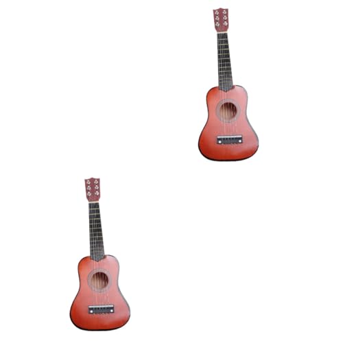 TOYANDONA 2st Sopran-Ukulele Für Mädchen Kleine Gitarre Holz Gitarre 6-saitige Gitarre Klassische Akustische Gitarre Simulationsgitarrenspielzeug Geschenk Mini Hölzern Musikinstrument Kind von TOYANDONA