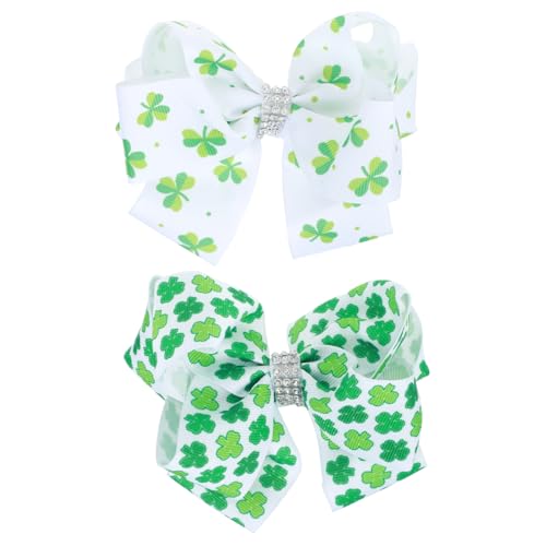 TOYANDONA 2St Shamrock Festival Haarschmuck kinder haarspangen haarspange kinder Kleeblatt-Haarspange Schleife Haarnadel weihnachtsdeko Tiara Party-Haar-Accessoire Schleife Haarspange Dekor von TOYANDONA