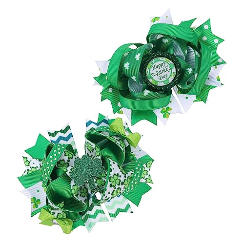 TOYANDONA 2stücke Patrick's Day Haarspangen Vierblättrige Kleeblatt Haarschleifen Für Junge Mädchen Und Partys Langlebige Und Stoffmaterialien Einfache Anwendung von TOYANDONA