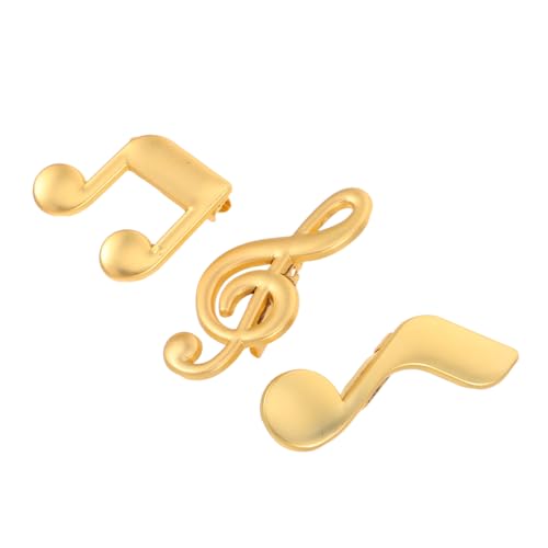 TOYANDONA 3 Stück Musiknoten Brosche Teilig Goldfarben Anstecknadeln für Damen und Herren Anstecker für Anzug Kleid Schal Vielseitige Schmuck Broschen für Alltag und Besondere Anlässe von TOYANDONA