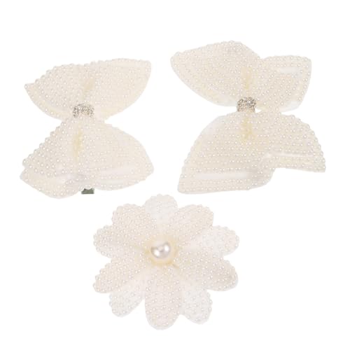 TOYANDONA 3 Stück Perle Haarspange Schleifenclips für Frauen Haarschleifen für Frauen Mädchen Bogenbarrette Mädchenschleifen mit Clips Mädchen bögen Klammern für Haare Bogenclip Stoffe Weiß von TOYANDONA