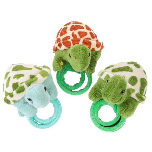 TOYANDONA 3 Stück Teiliges Kuscheltier Schnapparmband Weiches Plüschschildkröten Armband Bequemer Strapazierfähiger Stofftier Schnappverschluss Party Mitgebsel für Kindergeburtstag und von TOYANDONA
