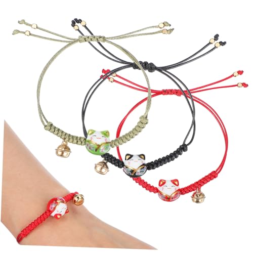 TOYANDONA 3 Stück Teiliges Maneki Neko Armband Verstellbar mit Glöckchen Koreanisches Glückskatze Freundschaftsarmband für Damen Herren Jungen Mädchen Langlebig und Modisch TOYANDONA 3 Stück Teiliges Maneki Neko Armband Verstellbar mit Glöckchen Koreanisches Glückskatze Freundschaftsarmband für Damen Herren Jungen Mädchen Langlebig und Modisch von TOYANDONA