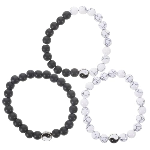 TOYANDONA 3 Stück Teiliges Sportarmband Mattierte Handgefertigte Perlenarmbänder und Dehnbare Glücksarmbänder mit Feng Shui Symbolik für Männer und Frauen von TOYANDONA