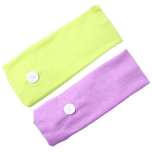 TOYANDONA 3stücke Sport-stirnband Aus Baumwolle Schweißabsorbierender Kopfwickel Mit Knopf Elastischer Kopfschmuck Für Yoga Und Outdoor-sportarten Bunt Fluoreszenzgrün Lila von TOYANDONA