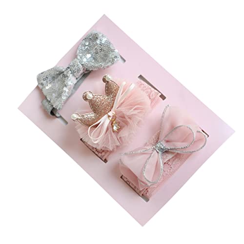 TOYANDONA 3 Stück Haarband für Babys mit Krone und Schleife Elastisches Kopfschmuck für Kleinkinder Haarschmuck ab 18 Monaten Pfirsichfarbenes Stirnband von TOYANDONA