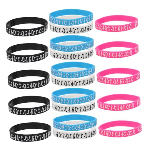TOYANDONA 32 Stück Musik Armbänder aus Wasserfestem Silikon mit Musiknoten Design Vielseitige Party Konzertarmbänder in Schwarz Weiß Blau Geschenk für Musikfans von TOYANDONA