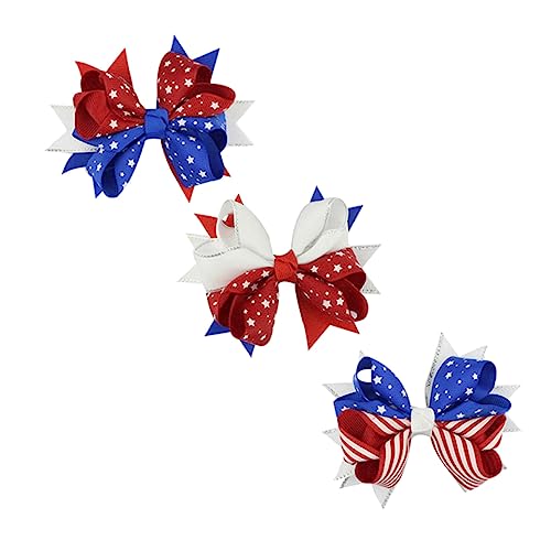 TOYANDONA 3St Schleife Haarnadel die degendame damenschuje Amerikanische Flagge Kopfschmuck festival kopfschmuck grind haarschmuck Haarnadel-Unabhängigkeitstag Schleife Haarspangen Stoff von TOYANDONA