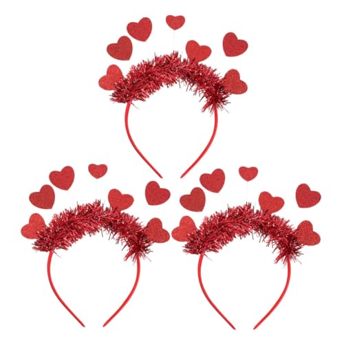 TOYANDONA 3stücke Rote Herzen Haarreifen Für Valentinstag Und Hochzeiten Funkelnde Haaraccessoires Für Und Feierlichkeiten Und Wiederverwendbar von TOYANDONA