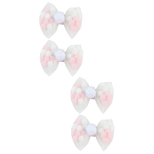 TOYANDONA 4 Stück Schleife Haarspange Bogenklammern Entenschnabel-haarspange Pom Pom Haarbälle Bowknot-haarspangen Süßigkeiten Haarnadel Haarnadeln Haarspangen Mit Blumen Mädchen Baby Bommel von TOYANDONA