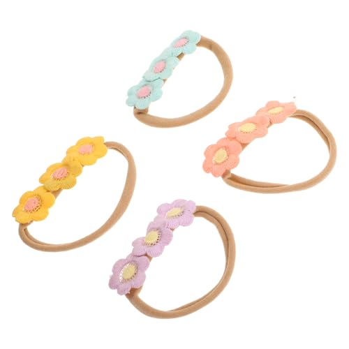 TOYANDONA 4 Stück Elastische Blumen Haarbänder für Mädchen Ponytail Halter Niedliche Kopfbedeckung für Neugeborene und Kleinkinder für Täglichen Gebrauch und Besondere Anlässe von TOYANDONA