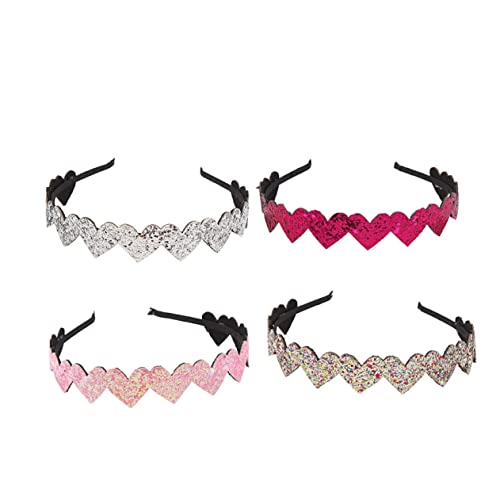 TOYANDONA 4 Stück Haarreifen Herzform Valentinstag Stirnband Glitzerndes Breites Stirnband Rotes Stirnband Glitzer Stirnband Süßer Haarreif Haarschmuck Mädchen Geschenk Koreanische Version von TOYANDONA