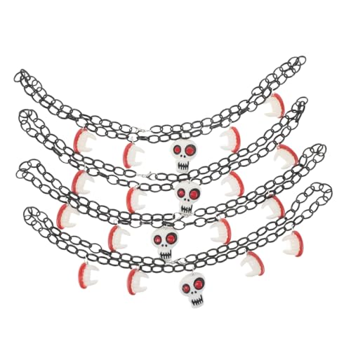 TOYANDONA 4stücke Geisterkette Mit Knochenschmuck Und Totenkopfanhänger Halloween-charm-halskette Aus Skelett-anhänger Mit Verstellbarer Für Cosplay Und Dekoration von TOYANDONA