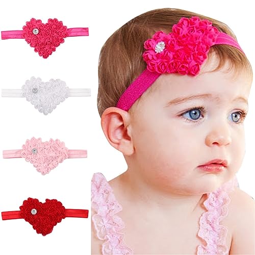 TOYANDONA 4 Stück Blumenstirnband Für Baby Elastischer Bowknot-knoten Nylon-stirnbänder Haarschmuck Für Kinder Festliche Blumenstirnbänder Blumenkopf Chiffon Kleine Elastizität Blütenkopf von TOYANDONA