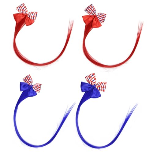 TOYANDONA 4stücke Unabhängigkeitstag Haarschmuck Mit Schleife Farbige Haarspangen Für Festivals Und Feiern Blau Und Rot Haaraccessoires Für Damen Und Mädchen von TOYANDONA