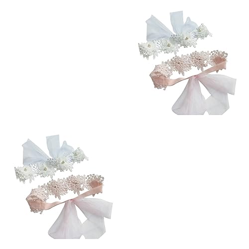 TOYANDONA 4 Stück Spitzenstirnband baby stirnbänder Haarschmuck aus Strass Neugeborene Stirnbänder für Mädchen Haarband Tiara Kopfschmuck aus Chiffon baby kopfschmuck die Blumen bilden Kind von TOYANDONA