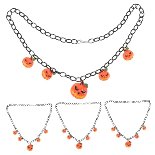 TOYANDONA 4stücke Halloween-kürbis-halskette Für Und Männer Metallanhänger Und Perlen- Gruseliger Schmuck Für Kostümpartys Und Bühnenauftritte Süßes Oder Saures von TOYANDONA