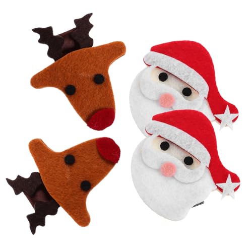 TOYANDONA 4 Stück Weihnachtliche Haarklammern Teiliges Rentier Weihnachtsmann Haarschmuck Leicht für Mädchen Party Xmas Haarklammern Kreative Festliche Haarspangen von TOYANDONA