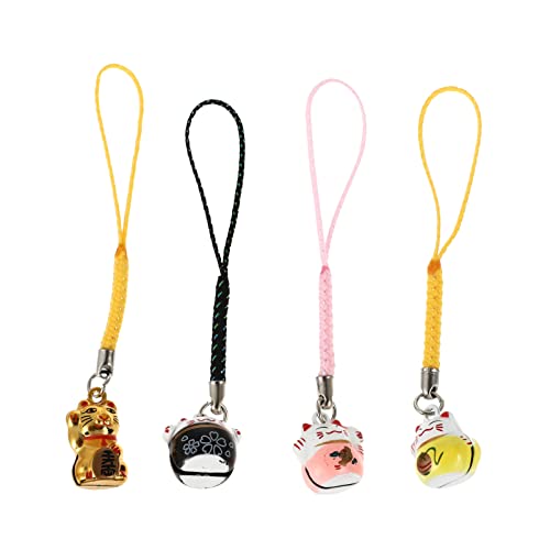 TOYANDONA 4 Stücke Glückskatze Schlüsselanhänger Japanischer Stil Maneki Neko Winkekatze Schlüsselbund Schlüsselring Anhänger Geldbörse Handtaschen Rucksack Dekoration Glücksbringer Geschenke von TOYANDONA