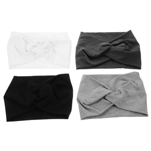 TOYANDONA 4Stücke Stirnbänder Für Frauen Elastische Kopfwickel Im Afrikanischen Stil Rutschfeste Und Saugfähige Turbane Für Yoga Workout Und Rauchgrau von TOYANDONA