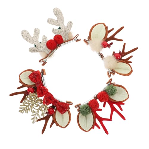 TOYANDONA 4paare Weihnachts-haarspangen Mit Rentiergeweih Niedliche Elch-haarclips Festliche Haaraccessoires Für Partys Und Besondere Anlässe von TOYANDONA