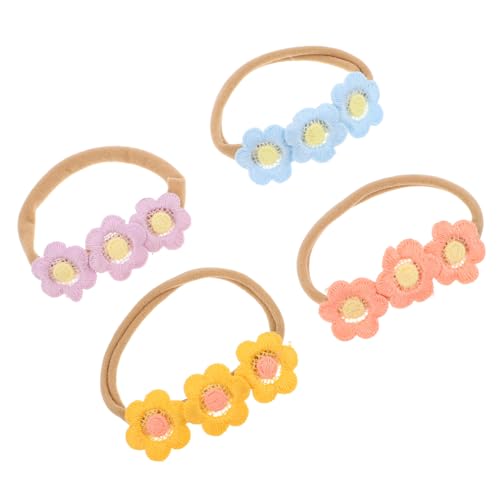 TOYANDONA 4stücke Blumen-haarband Aus Nylon Elasthan Und Polyester Blumen-haarseile Haargummis Pferdeschwanzhalter Stirnband Für Kleine Mädchen Haar-accessoires Für Kleinkinder von TOYANDONA