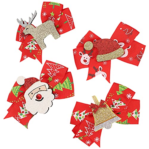 TOYANDONA 4stücke Weihnachts-haarspangen Mit Schleife Und Rentiergeweih-design Festliche Haaraccessoires Für Weihnachtsfeiern Und Partys Bequem Und Ansprechend von TOYANDONA