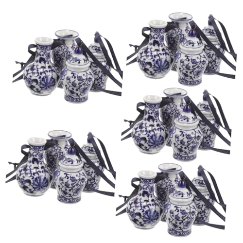TOYANDONA 5 Sätze Blaue Und Weiße Porzellananhänger Ornamente Im Freien Anhänger Aus Keramikgläsern Hängende Gläser Handwerkliches Keramikornament Hauskrug 4 Stücke * 5 von TOYANDONA