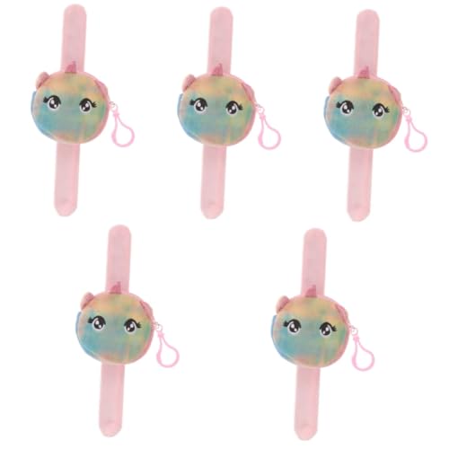 TOYANDONA 5 Stück Plüsch Einhorn Snap Armband mit Münzfach Cartoon Klatscharmband für Vielseitige Geldbörse mit Reißverschluss Weiches Stoffarmband für Jungen und Mädchen von TOYANDONA