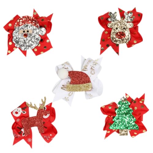TOYANDONA 5 Stück Teiliges Haarclip mit Süßem Schleifen Design Leichte Festliche Haarschmuck Accessoires für Weihnachten Sichere Metall Mischung Einfach zu Verwenden und Reinigen für Feiern von TOYANDONA