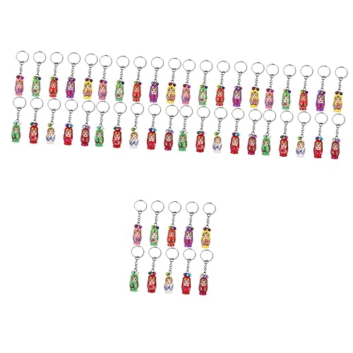 TOYANDONA 50 Stück Authentische Russische Puppen Matroschka-schlüsselanhänger Aus Holz Partygeschenke Russische Puppe Schlüsselanhänger Mini-babuschka-puppe Puzzle Kind Handy Kette Hölzern von TOYANDONA
