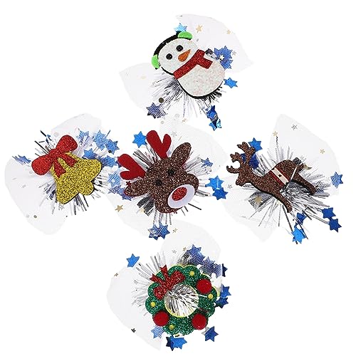 TOYANDONA 5st Rentier-haarnadeln Weihnachtsdeko Glitzer-pailletten-haarnadeln Weihnachts-filzhut-clips Weihnachts-haarnadeln Süße Haarspange Aus Geschenk Fräulein Gittergewebe Weihnachtsbaum von TOYANDONA