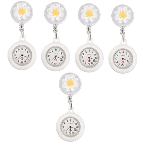 TOYANDONA 5st Taschenuhr Medizinische Taschenuhr Arztuhr Krankenschwesteruhr Brosche Anstecknadel Für Krankenschwestern Einfach Zu Schnallen Weiß Kamelie Student Quarz von TOYANDONA