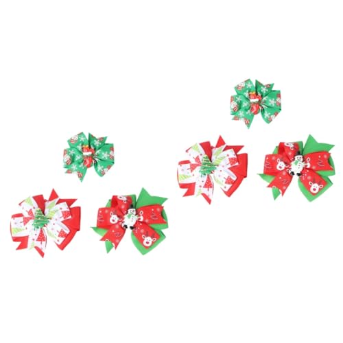 TOYANDONA 6 Stk Doppelte Haarspange mit weihnachtlichem Bogendruck grüne Haaraccessoires Alligator-Haarspangen für Frauen Weihnachtsband Schleife Weihnachtsspangen Weihnachts-Haarspangen von TOYANDONA