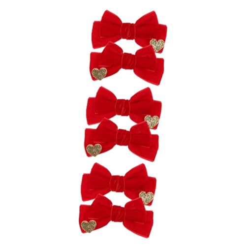 TOYANDONA 6 Stk Haarspange Samt Babyschleifen Schleife Haarschmuck Chiffon-haarschleife Haarspangen Für Kleinkinder Haarschmuck Für Kinder Babyhaar Mädchen Weihnachten Rot Seitenclip von TOYANDONA