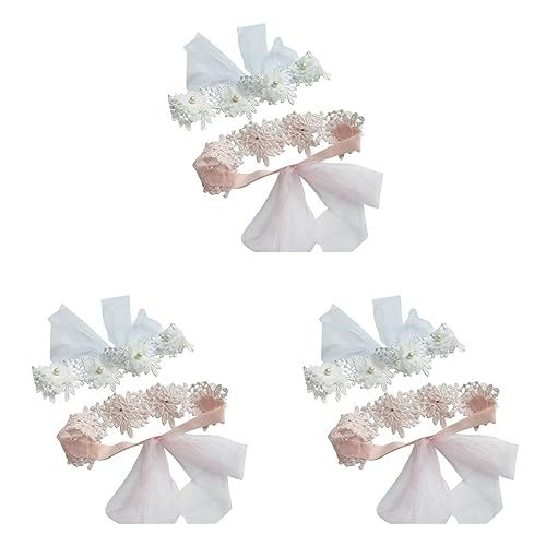 TOYANDONA 6 Stk Spitzenstirnband Monatliches Haarband Für Babys Mit Blumenmuster Kopfbedeckungen Für Babys Mit Blumen Mädchen Strass Stirnband Neugeboren Chiffon Foto Prinzessin Weiß von TOYANDONA