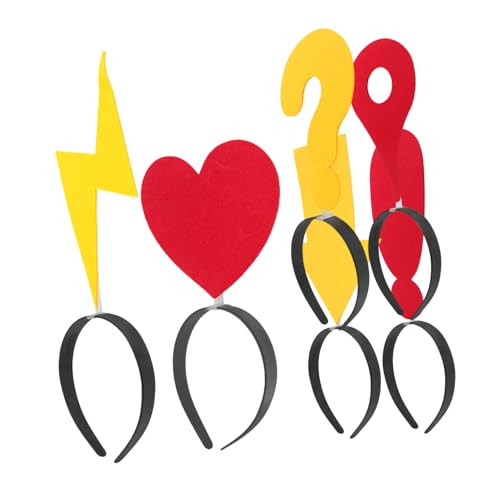 TOYANDONA 6 Stück Teiliges Haarreif Witzige Symbol Haarreifen mit Ausrufezeichen Herz Standort Gelbem Fragezeichen Blitz Leichte Bequeme Party Accessoires für Fotos und Festivalstimmung von TOYANDONA