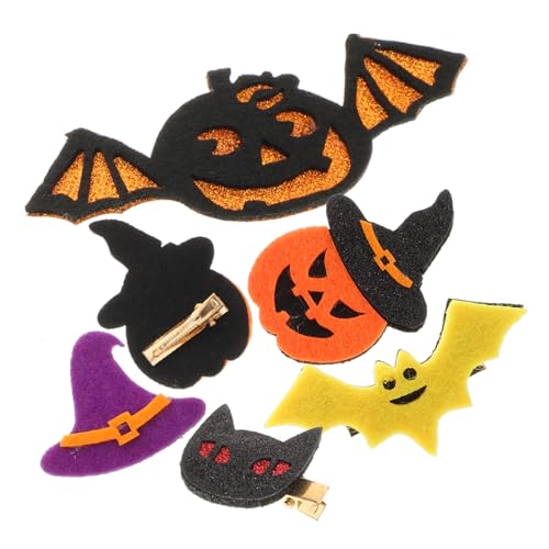 TOYANDONA 6 Stück Teiliges Halloween Haarschmuck mit Kürbis Fledermaus Schwarzer Katze und Hexenhut Farbiger Glitzer Rutschfeste Haarspangen für Frauen Party Accessoire Geeignet für von TOYANDONA
