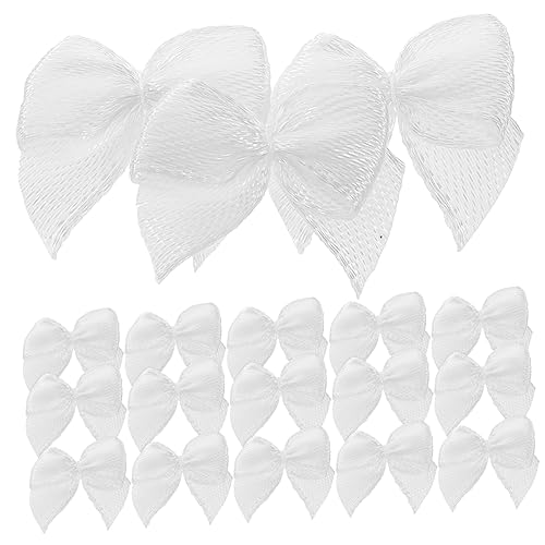 TOYANDONA 60 Stücke Mini Schleife Band Satin Schleifen Handgemachte Haarschleifen für Mädchen Weiß Handwerk Zubehör von TOYANDONA