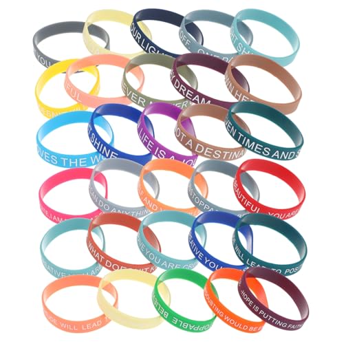 TOYANDONA 60Stücke Motivationsarmbänder Silikon für Unisex Armbänder für Männer Frauen und Teenager Elastisches DIY Armband Verschiedenen Farben von TOYANDONA