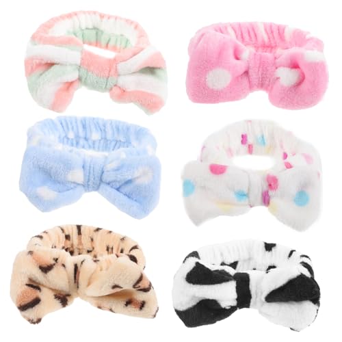 TOYANDONA 6Stücke Kosmetisches Haarband Wiederverwendbare Elastische Kopfbedeckung Fleece Kreativer Haarschmuck für Gesichtsreinigung Spa und Make Up Anwendungen von TOYANDONA